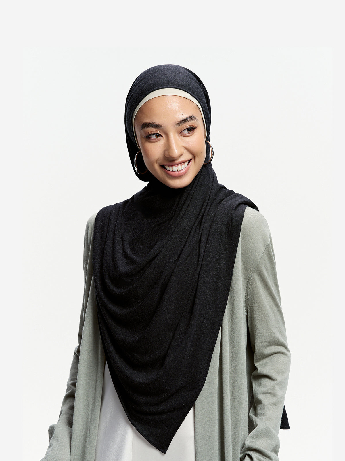 Linen Jersey Tencel-Linen Shawl-Black