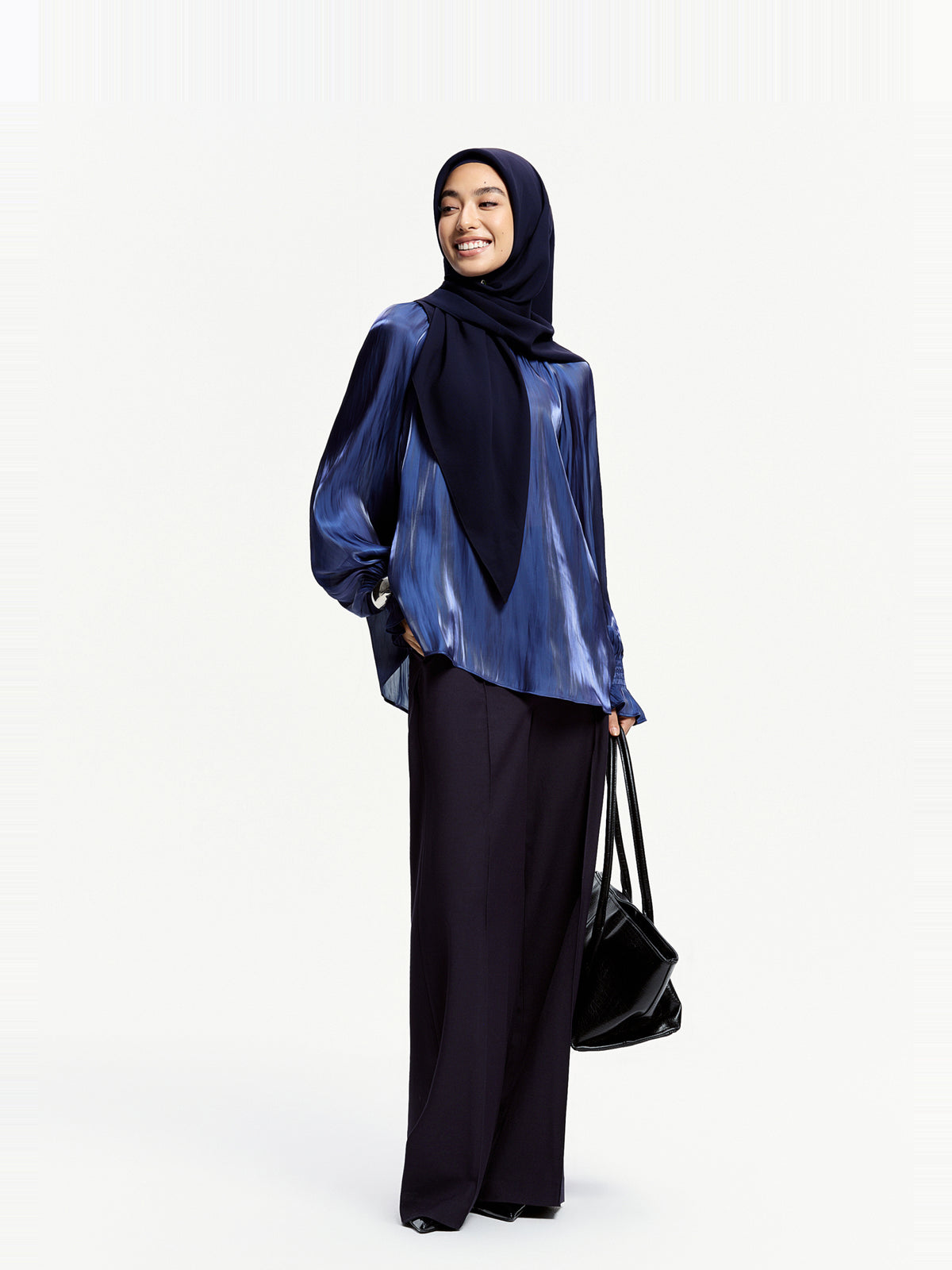 Grace Elegant Drape Hijab-Dark Navy Blue
