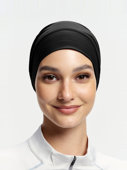 ActiveCap Flex Tie-Back Sports Inner Cap-Black