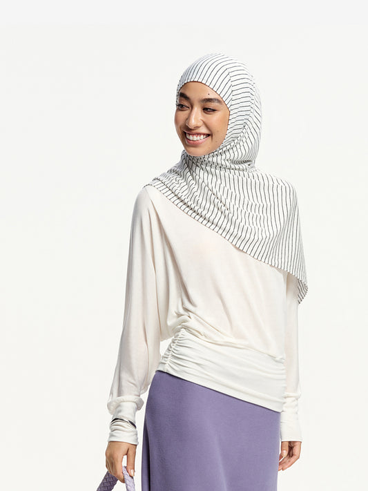 Natural Stripe Linen-Blend Shawl