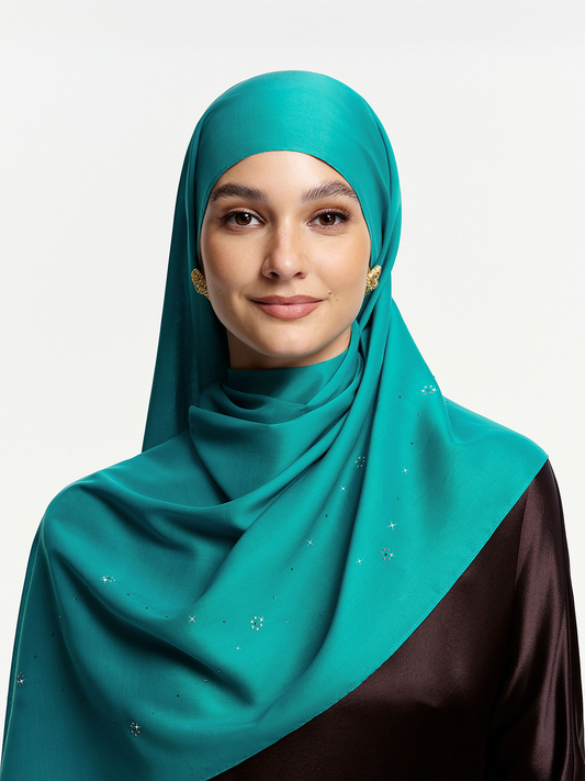 Starlight Lattice Shawl – Lake Blue