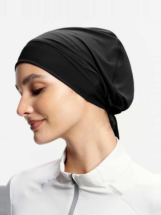ActiveCap Flex Tie-Back Sports Inner Cap-Black