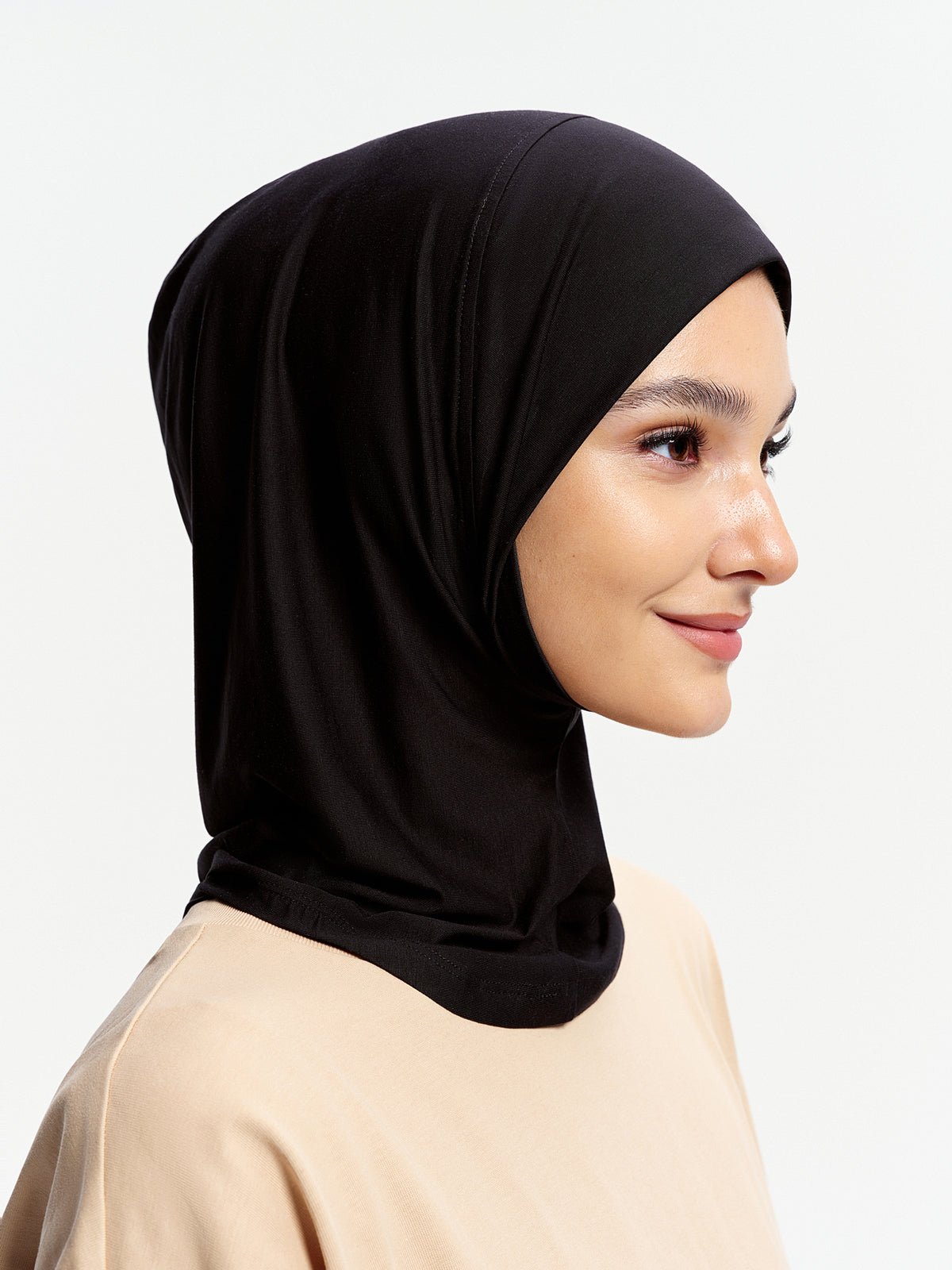 Cooling Tencel  Inner Cap with Neck Cover-Black