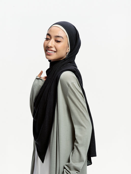 Linen Jersey Tencel-Linen Shawl-Black