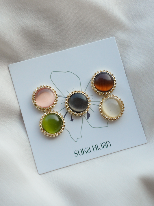 Natural Crystal Cat-Eye Effect Magnetic Hijab Brooch