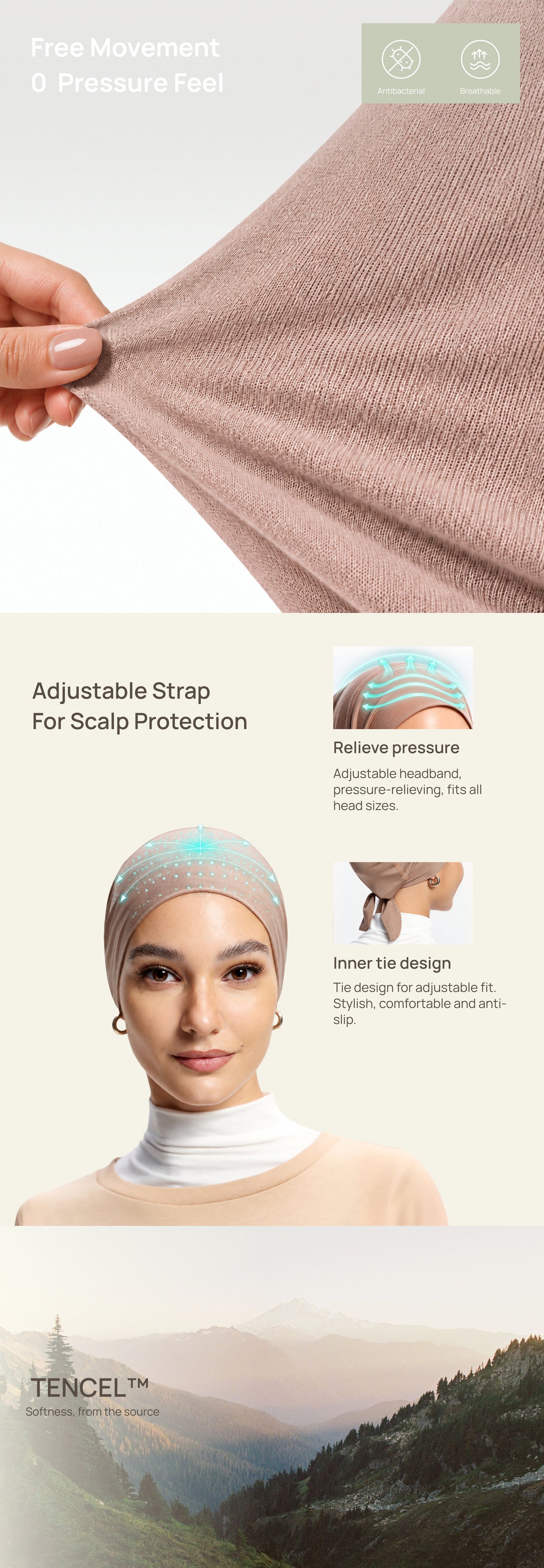 CoolTouch Tie-Back Inner Cap-Caramel