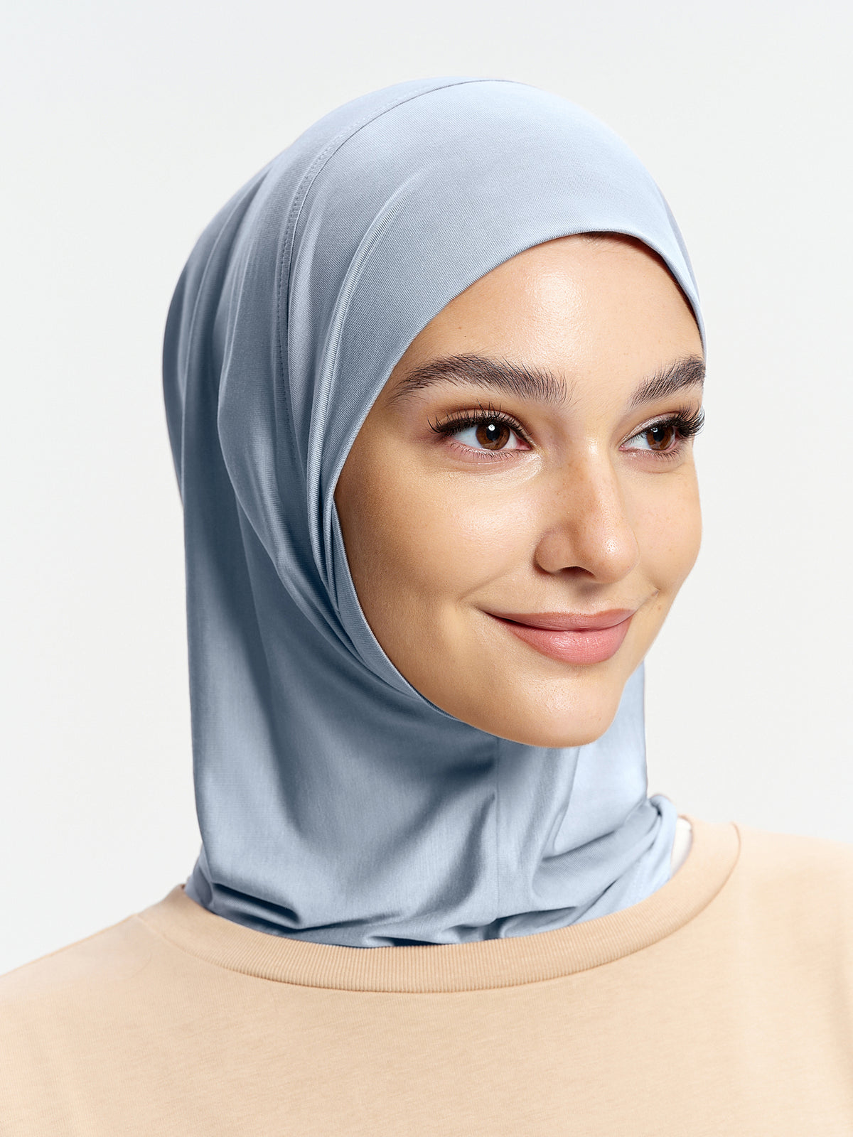 Cooling Tencel  Inner Cap with Neck Cover-Light Blue